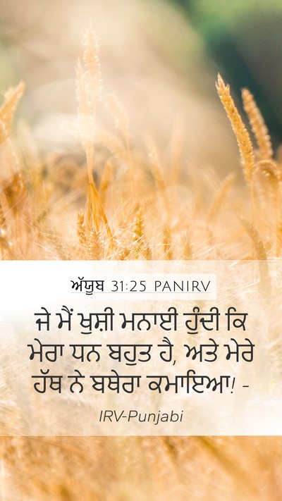 ਅੱਯੂਬ 31:25 PANIRV Mobile Phone Wallpaper - ਜੇ ਮੈਂ ਖੁਸ਼ੀ ਮਨਾਈ - Mobile Bible Verse Wallpaper