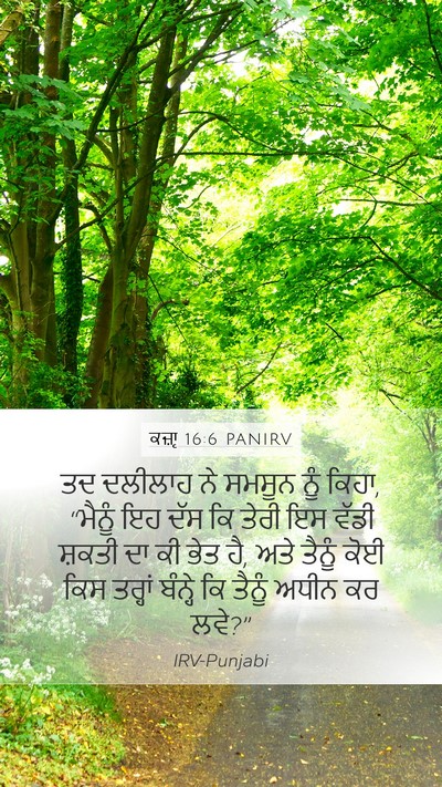 ਕਜ਼ਾૃ 16:6 PANIRV Mobile Phone Wallpaper - ਤਦ ਦਲੀਲਾਹ ਨੇ ਸਮਸੂਨ - Mobile Bible Verse Wallpaper