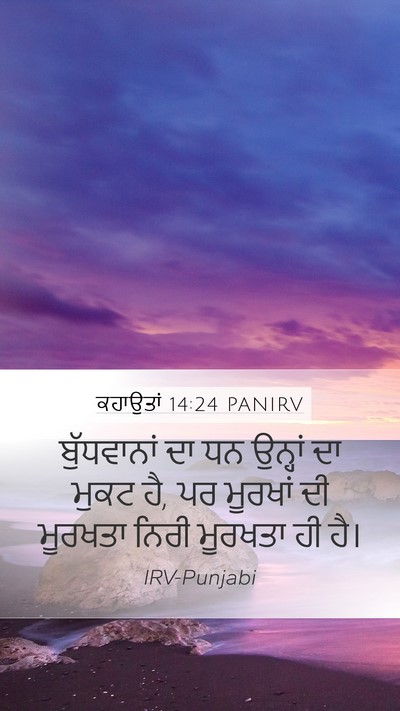 ਕਹਾਉਤਾਂ 14:24 PANIRV Mobile Phone Wallpaper - ਬੁੱਧਵਾਨਾਂ ਦਾ ਧਨ - Mobile Bible Verse Wallpaper