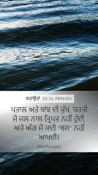 ਕਹਾਉਤਾਂ 30:16 PANIRV Mobile Phone Wallpaper - ਪਤਾਲ ਅਤੇ ਬਾਂਝ ਦੀ - Mobile Bible Verse Wallpaper