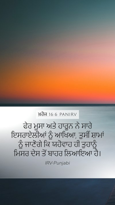 ਖ਼ਰੋਜ 16:6 PANIRV Mobile Phone Wallpaper - ਫੇਰ ਮੂਸਾ ਅਤੇ ਹਾਰੂਨ - Mobile Bible Verse Wallpaper