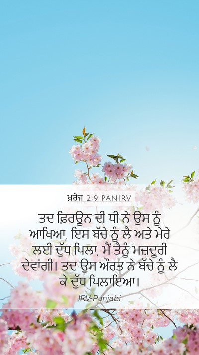 ਖ਼ਰੋਜ 2:9 PANIRV Mobile Phone Wallpaper - ਤਦ ਫ਼ਿਰਊਨ ਦੀ ਧੀ ਨੇ - Mobile Bible Verse Wallpaper