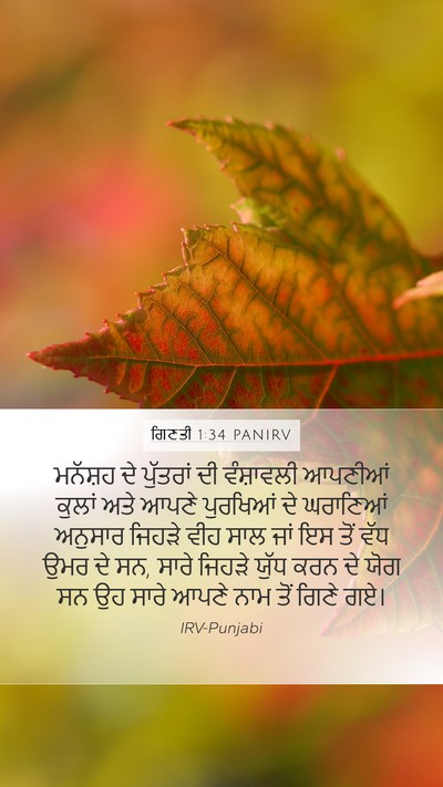 ਗਿਣਤੀ 1:34 PANIRV Mobile Phone Wallpaper - ਮਨੱਸ਼ਹ ਦੇ ਪੁੱਤਰਾਂ - Mobile Bible Verse Wallpaper