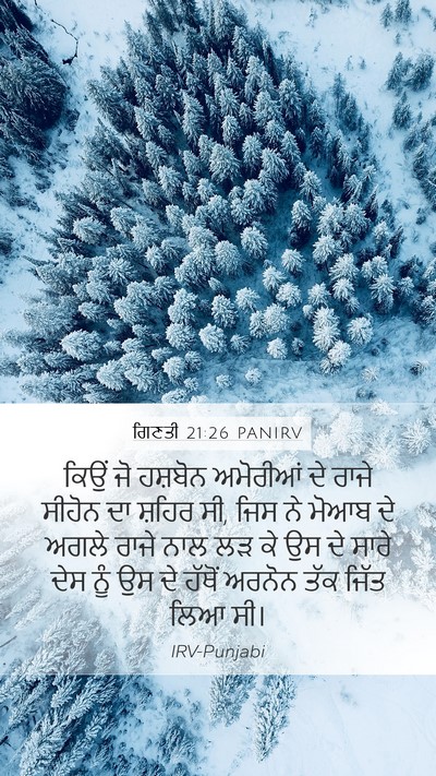 ਗਿਣਤੀ 21:26 PANIRV Mobile Phone Wallpaper - ਕਿਉਂ ਜੋ ਹਸ਼ਬੋਨ - Mobile Bible Verse Wallpaper