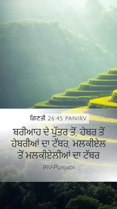 ਗਿਣਤੀ 26:45 PANIRV Mobile Phone Wallpaper - ਬਰੀਆਹ ਦੇ ਪੁੱਤਰ ਤੋਂ, - Mobile Bible Verse Wallpaper