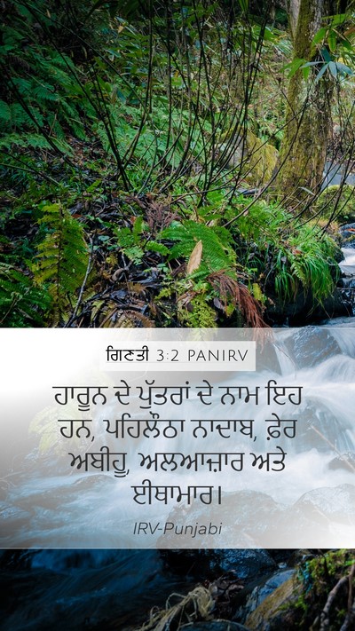ਗਿਣਤੀ 3:2 PANIRV Mobile Phone Wallpaper - ਹਾਰੂਨ ਦੇ ਪੁੱਤਰਾਂ - Mobile Bible Verse Wallpaper