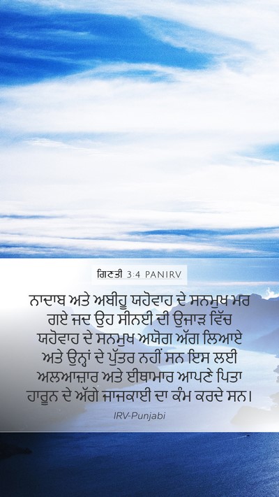 ਗਿਣਤੀ 3:4 PANIRV Mobile Phone Wallpaper - ਨਾਦਾਬ ਅਤੇ ਅਬੀਹੂ - Mobile Bible Verse Wallpaper