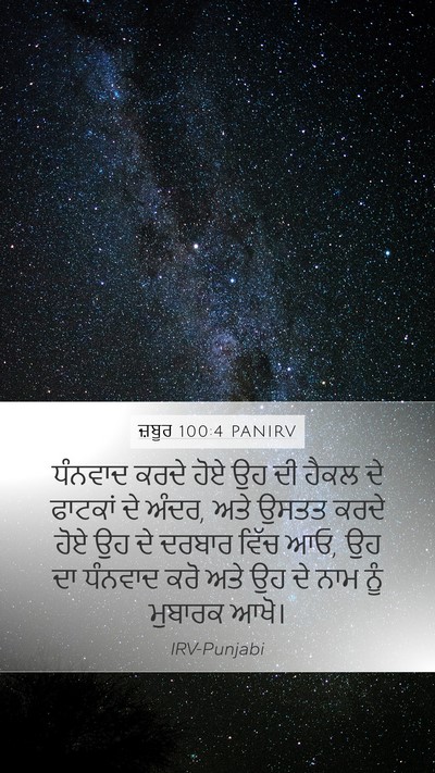 ਜ਼ਬੂਰ 100:4 PANIRV Bible Verse Image