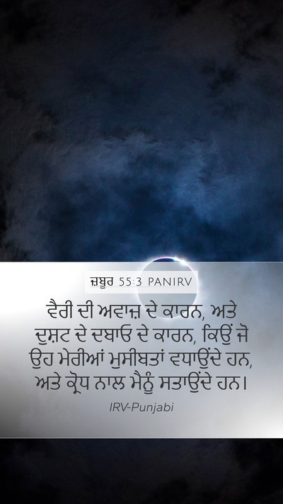 ਜ਼ਬੂਰ 55:3 PANIRV Mobile Phone Wallpaper - ਵੈਰੀ ਦੀ ਅਵਾਜ਼ ਦੇ - Mobile Bible Verse Wallpaper