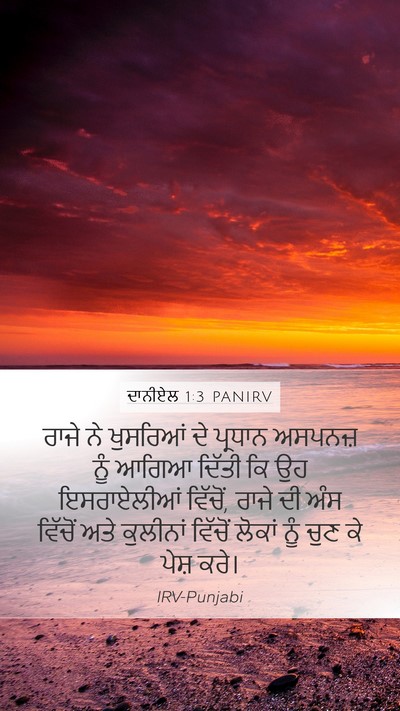 ਦਾਨੀਏਲ 1:3 PANIRV Mobile Phone Wallpaper - ਰਾਜੇ ਨੇ ਖੁਸਰਿਆਂ ਦੇ - Mobile Bible Verse Wallpaper