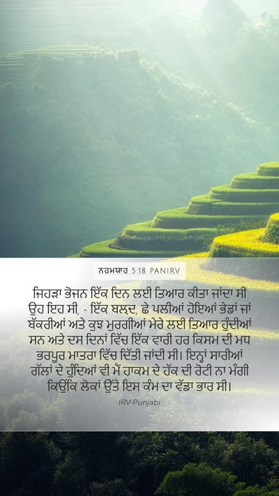 ਨਹਮਯਾਹ 5:18 PANIRV Mobile Phone Wallpaper - ਜਿਹੜਾ ਭੋਜਨ ਇੱਕ ਦਿਨ - Mobile Bible Verse Wallpaper