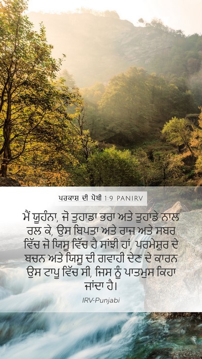 ਪਰਕਾਸ਼ ਦੀ ਪੋਥੀ 1:9 PANIRV Bible Verse Image