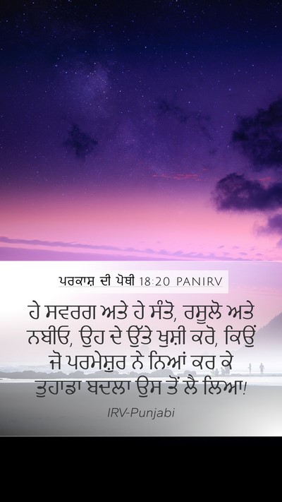 ਪਰਕਾਸ਼ ਦੀ ਪੋਥੀ 18:20 PANIRV Bible Verse Image