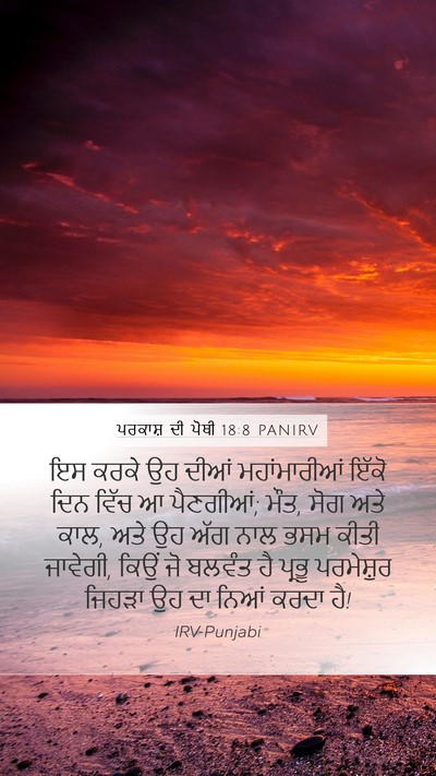 ਪਰਕਾਸ਼ ਦੀ ਪੋਥੀ 18:8 PANIRV Bible Verse Image