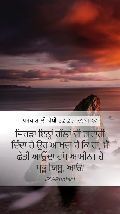 ਪਰਕਾਸ਼ ਦੀ ਪੋਥੀ 22:20 PANIRV Bible Verse Image