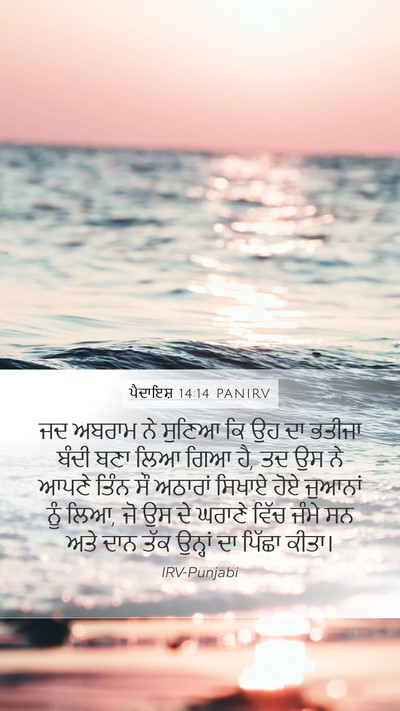ਪੈਦਾਇਸ਼ 14:14 PANIRV Bible Verse Image
