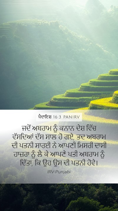 ਪੈਦਾਇਸ਼ 16:3 PANIRV Mobile Phone Wallpaper - ਜਦੋਂ ਅਬਰਾਮ ਨੂੰ - Mobile Bible Verse Wallpaper