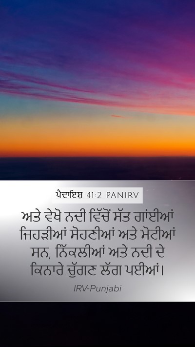 ਪੈਦਾਇਸ਼ 41:2 PANIRV Mobile Phone Wallpaper - ਅਤੇ ਵੇਖੋ ਨਦੀ - Mobile Bible Verse Wallpaper