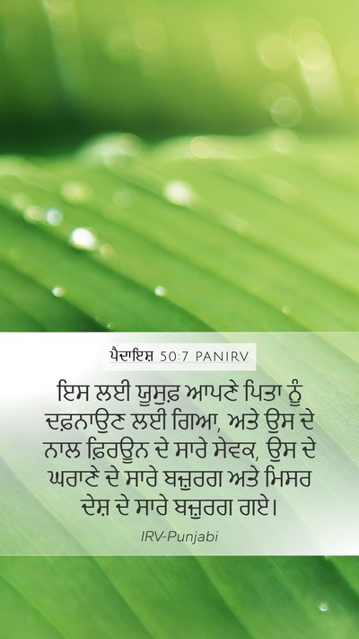 ਪੈਦਾਇਸ਼ 50:7 PANIRV Mobile Phone Wallpaper - ਇਸ ਲਈ ਯੂਸੁਫ਼ ਆਪਣੇ - Mobile Bible Verse Wallpaper