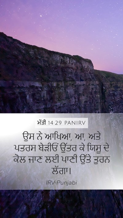 ਮੱਤੀ 14:29 PANIRV Mobile Phone Wallpaper - ਉਸ ਨੇ ਆਖਿਆ, ਆ, ਅਤੇ - Mobile Bible Verse Wallpaper