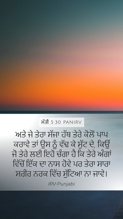 ਮੱਤੀ 5:30 PANIRV Mobile Phone Wallpaper - ਅਤੇ ਜੇ ਤੇਰਾ ਸੱਜਾ - Mobile Bible Verse Wallpaper