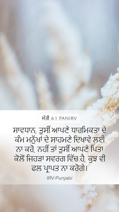 ਮੱਤੀ 6:1 PANIRV Mobile Phone Wallpaper - ਸਾਵਧਾਨ, ਤੁਸੀਂ ਆਪਣੇ - Mobile Bible Verse Wallpaper