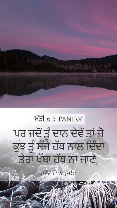 ਮੱਤੀ 6:3 PANIRV Mobile Phone Wallpaper - ਪਰ ਜਦੋਂ ਤੂੰ ਦਾਨ - Mobile Bible Verse Wallpaper