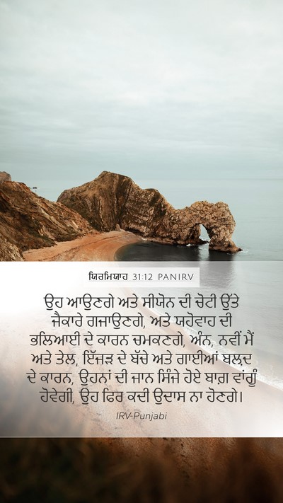 ਯਿਰਮਿਯਾਹ 31:12 PANIRV Mobile Phone Wallpaper - ਉਹ ਆਉਣਗੇ ਅਤੇ ਸੀਯੋਨ - Mobile Bible Verse Wallpaper