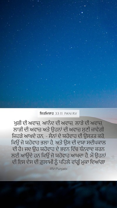 ਯਿਰਮਿਯਾਹ 33:11 PANIRV Bible Verse Image