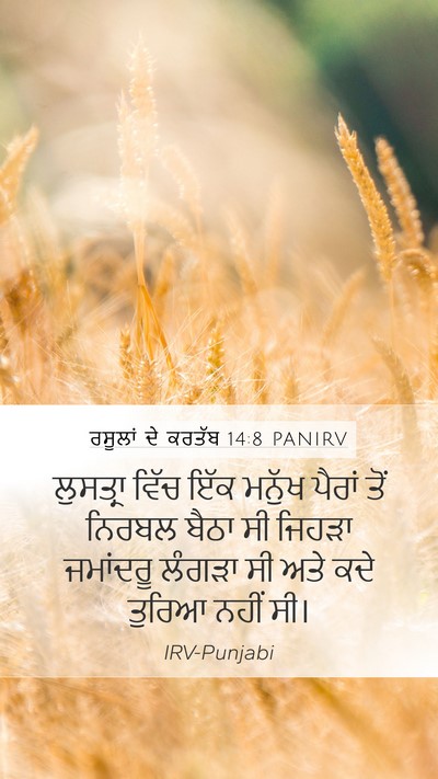 ਰਸੂਲਾਂ ਦੇ ਕਰਤੱਬ 14:8 PANIRV Bible Verse Image