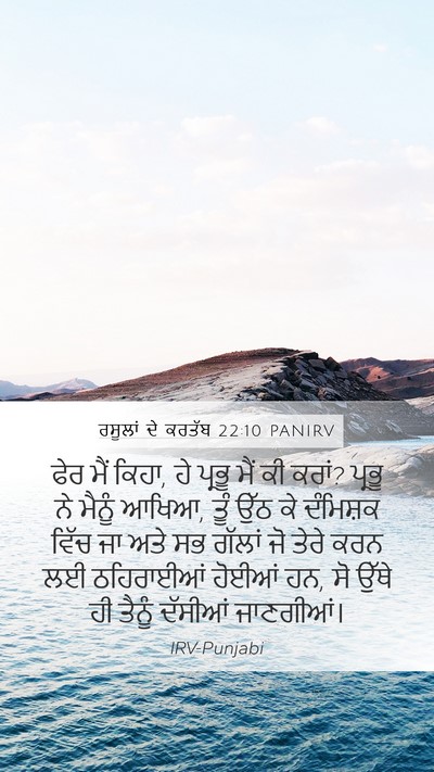 ਰਸੂਲਾਂ ਦੇ ਕਰਤੱਬ 22:10 PANIRV Mobile Phone Wallpaper - ਫੇਰ ਮੈਂ ਕਿਹਾ, ਹੇ - Mobile Bible Verse Wallpaper