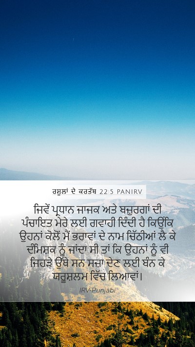 ਰਸੂਲਾਂ ਦੇ ਕਰਤੱਬ 22:5 PANIRV Bible Verse Image