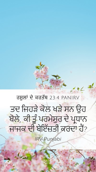 ਰਸੂਲਾਂ ਦੇ ਕਰਤੱਬ 23:4 PANIRV Mobile Phone Wallpaper - ਤਦ ਜਿਹੜੇ ਕੋਲ ਖੜੇ ਸਨ - Mobile Bible Verse Wallpaper