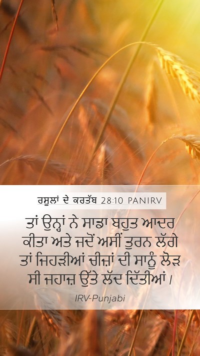 ਰਸੂਲਾਂ ਦੇ ਕਰਤੱਬ 28:10 PANIRV Bible Verse Image