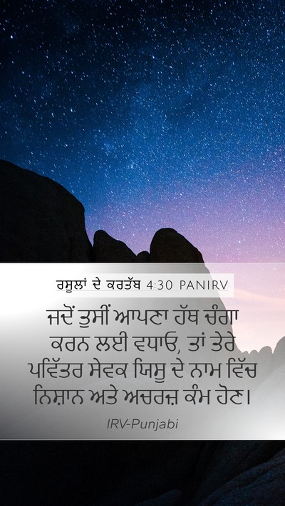 ਰਸੂਲਾਂ ਦੇ ਕਰਤੱਬ 4:30 PANIRV Bible Verse Image