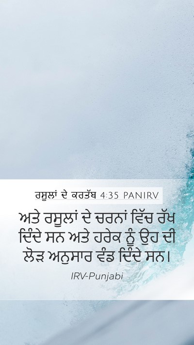ਰਸੂਲਾਂ ਦੇ ਕਰਤੱਬ 4:35 PANIRV Bible Verse Image