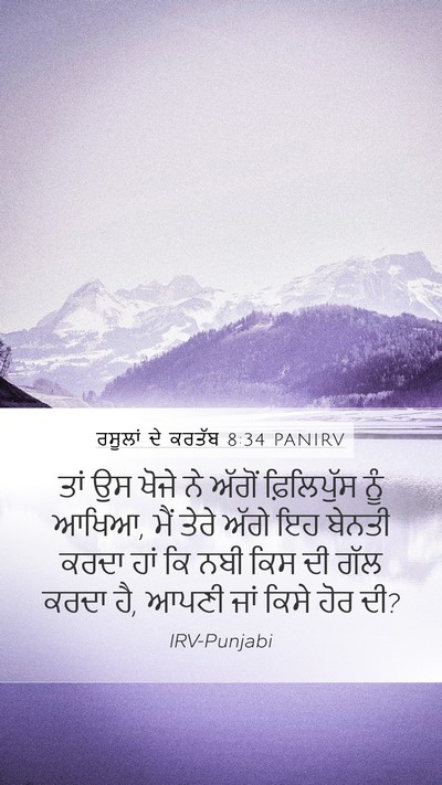 ਰਸੂਲਾਂ ਦੇ ਕਰਤੱਬ 8:34 PANIRV Mobile Phone Wallpaper - ਤਾਂ ਉਸ ਖੋਜੇ ਨੇ - Mobile Bible Verse Wallpaper
