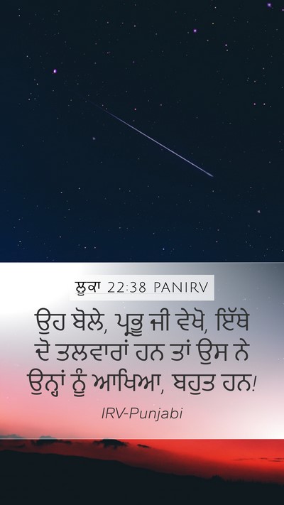ਲੂਕਾ 22:38 PANIRV Mobile Phone Wallpaper - ਉਹ ਬੋਲੇ, ਪ੍ਰਭੂ ਜੀ - Mobile Bible Verse Wallpaper