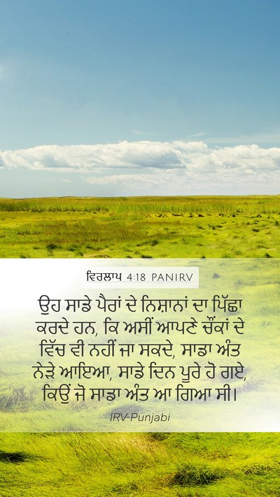ਵਿਰਲਾਪ 4:18 PANIRV Mobile Phone Wallpaper - ਉਹ ਸਾਡੇ ਪੈਰਾਂ ਦੇ - Mobile Bible Verse Wallpaper