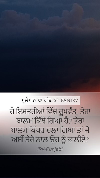 ਸੁਲੇਮਾਨ ਦਾ ਗੀਤ 6:1 PANIRV Bible Verse Image
