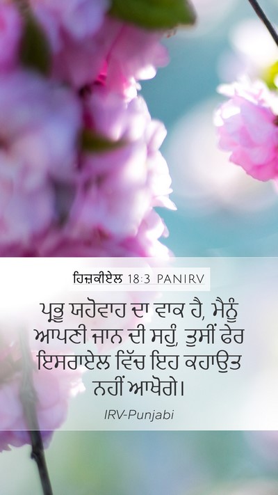ਹਿਜ਼ਕੀਏਲ 18:3 PANIRV Mobile Phone Wallpaper - ਪ੍ਰਭੂ ਯਹੋਵਾਹ ਦਾ - Mobile Bible Verse Wallpaper