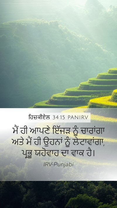 ਹਿਜ਼ਕੀਏਲ 34:15 PANIRV Mobile Phone Wallpaper - ਮੈਂ ਹੀ ਆਪਣੇ ਇੱਜੜ - Mobile Bible Verse Wallpaper